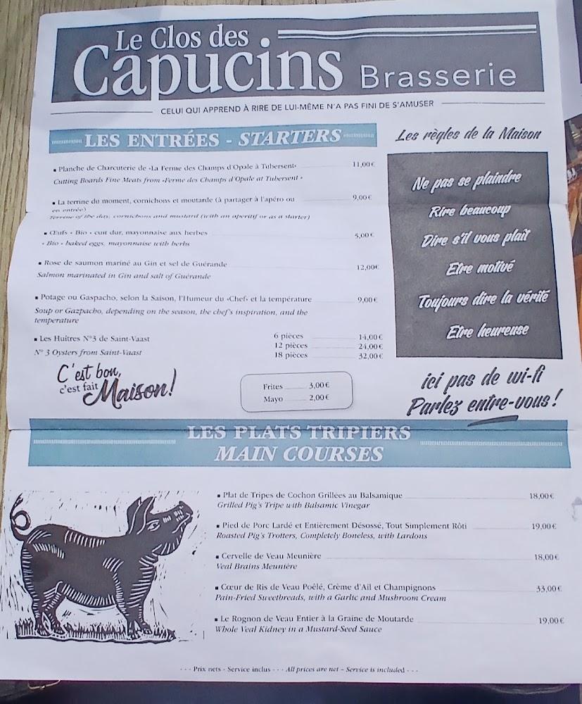 Le Clos des Capucins - Menu Image 1